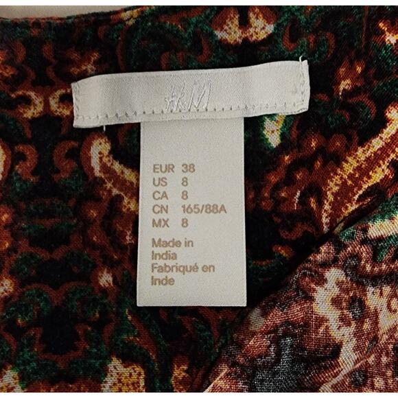 H&M Round Neck Long Sleeve Multicolor Floral Dress Size US 8 - Picture 6 of 7